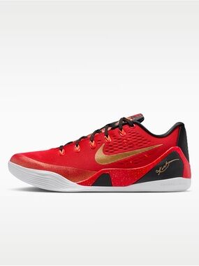 NEW Nike Kobe 9 Low Red Metallic Basketball Shoes Mens Size 15